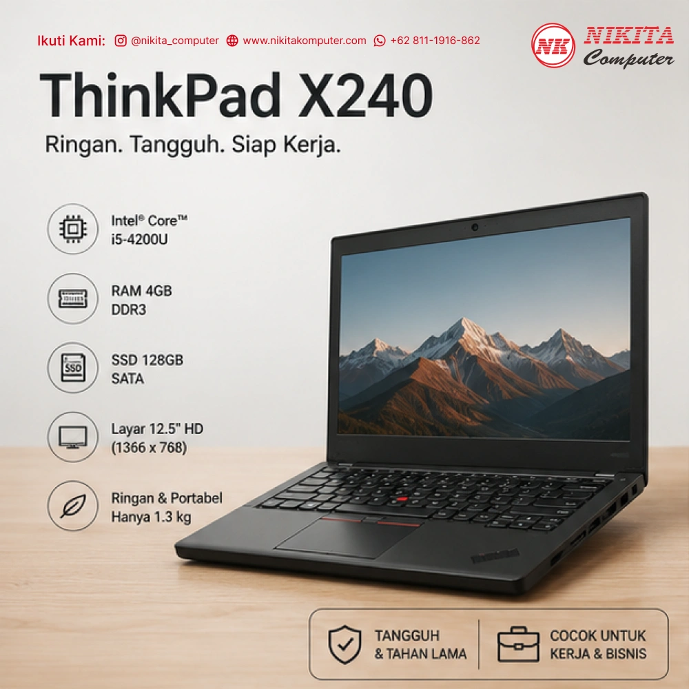 Lenovo ThinkPad X240 Core i5 SSD – Laptop Kerja Ringan & Tangguh